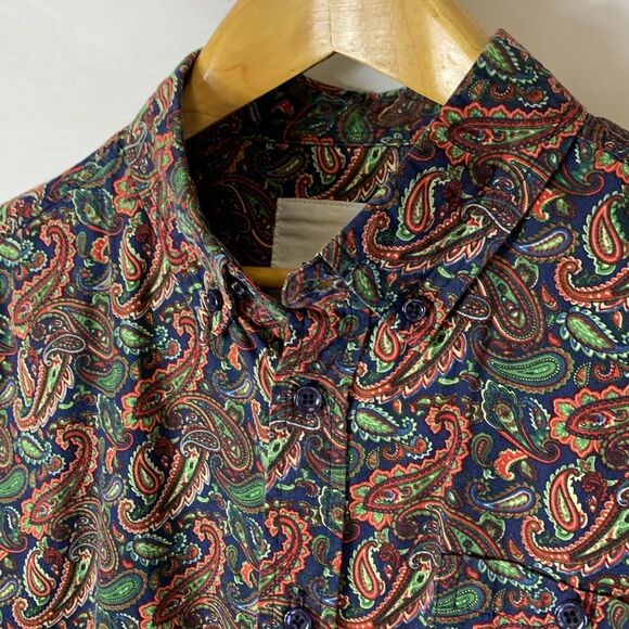 Profound Aesthetic Colorful Paisley Short Sleeve Button-Down Shirt Size M - Picture 10 of 12